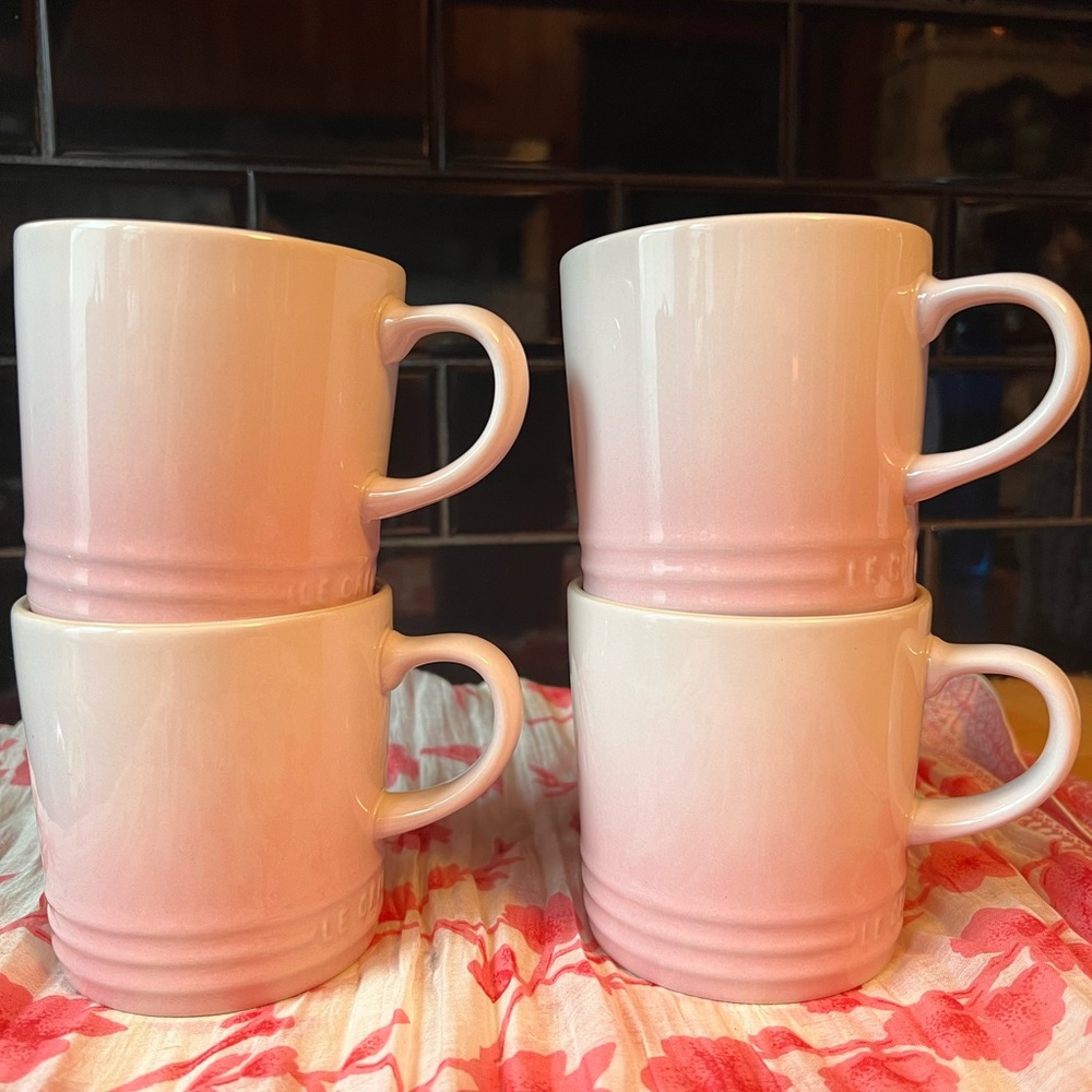 LE Creuset mugs. Blush pink . Classic -4 total. 10 dollars each cup.